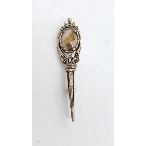 Vintage Brooch Celtic Scepter Dagger Bohemian Glass Scottish Sword England